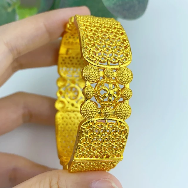 ANIID Luxury African Charm 24k Gold Plated Bangles For Women Arabic Bridal Dubai Indian Bracelet Nigerian Wedding Jewelry Party 5