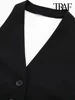 TRAF Women Fashion Backless Halter Neck Waistcoat Sexy Sleeveless Button-up Female Outerwear Chic Vest Tops 6