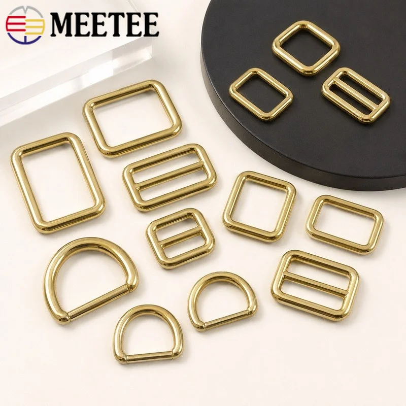 Set of 5 Solid Brass Adjustable Strap Buckles