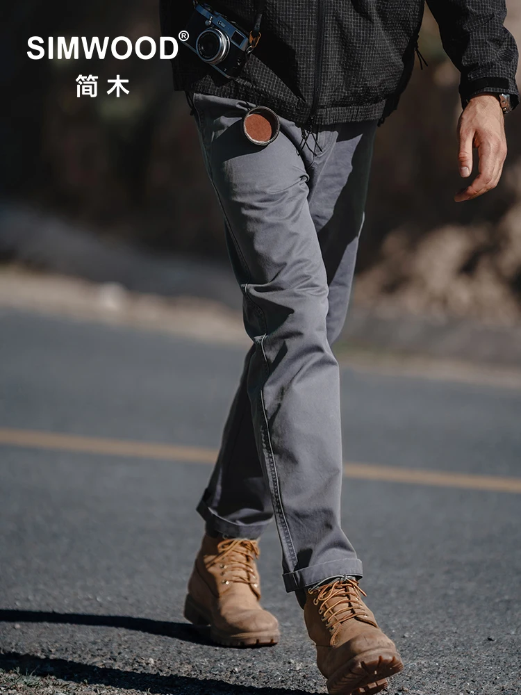 

SIMWOOD 2023 Autumn Winter New Regular Straight Washed Vintage Pants Men Casual 320gsm Chinos Plus Size Trousers