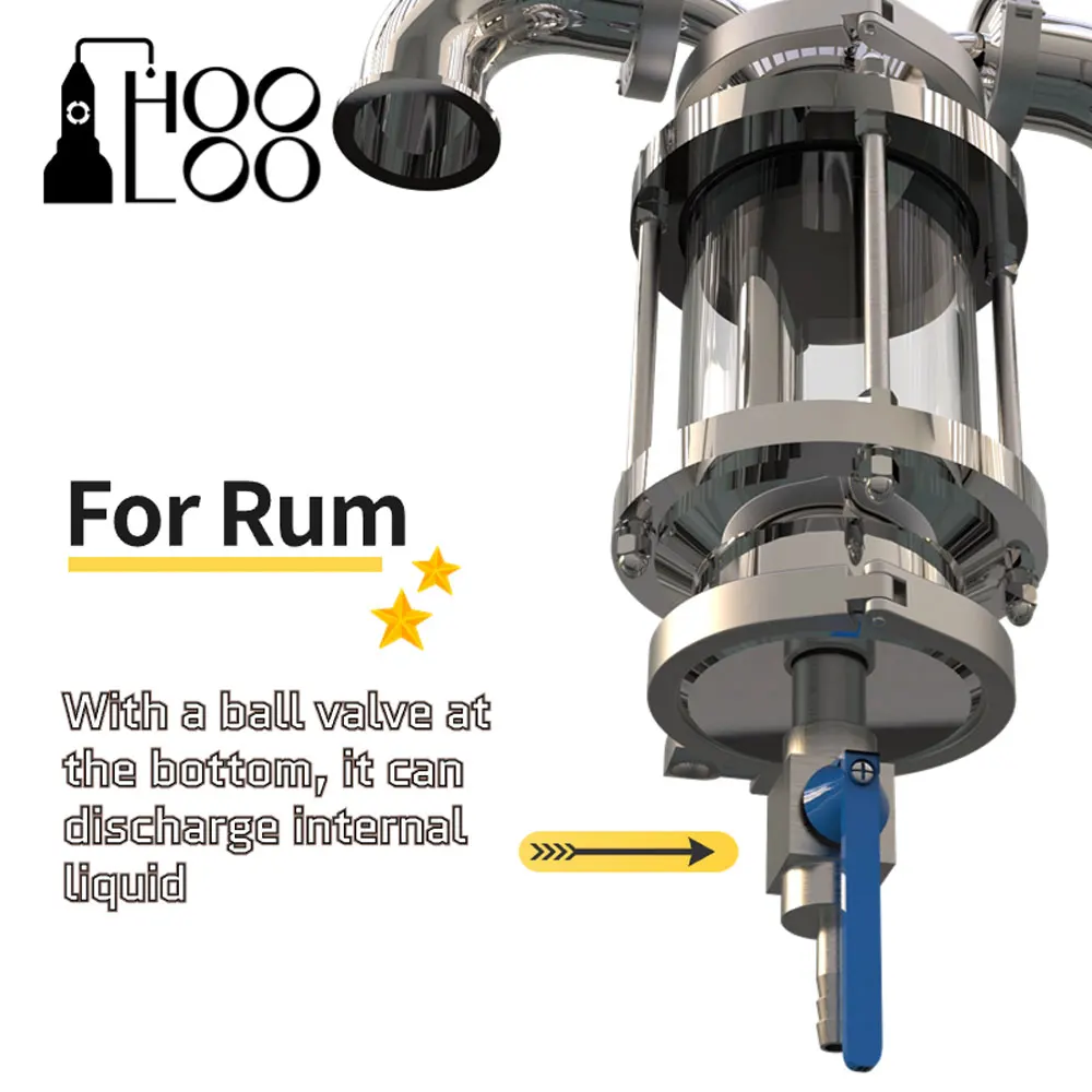 Stainless Steel Distiller HOOLOO 3&rdquo; 4&rdquo; Home Distiller Thumper Accessory Moonshine Still 304 Stainless Steel Suitable For Rum