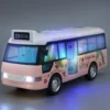 School Bus Toys Cars Die Cast Plastic Little Cars City Bus With Sound And Light Up Friction Powered Cars Play Toys Gift For Kids 2