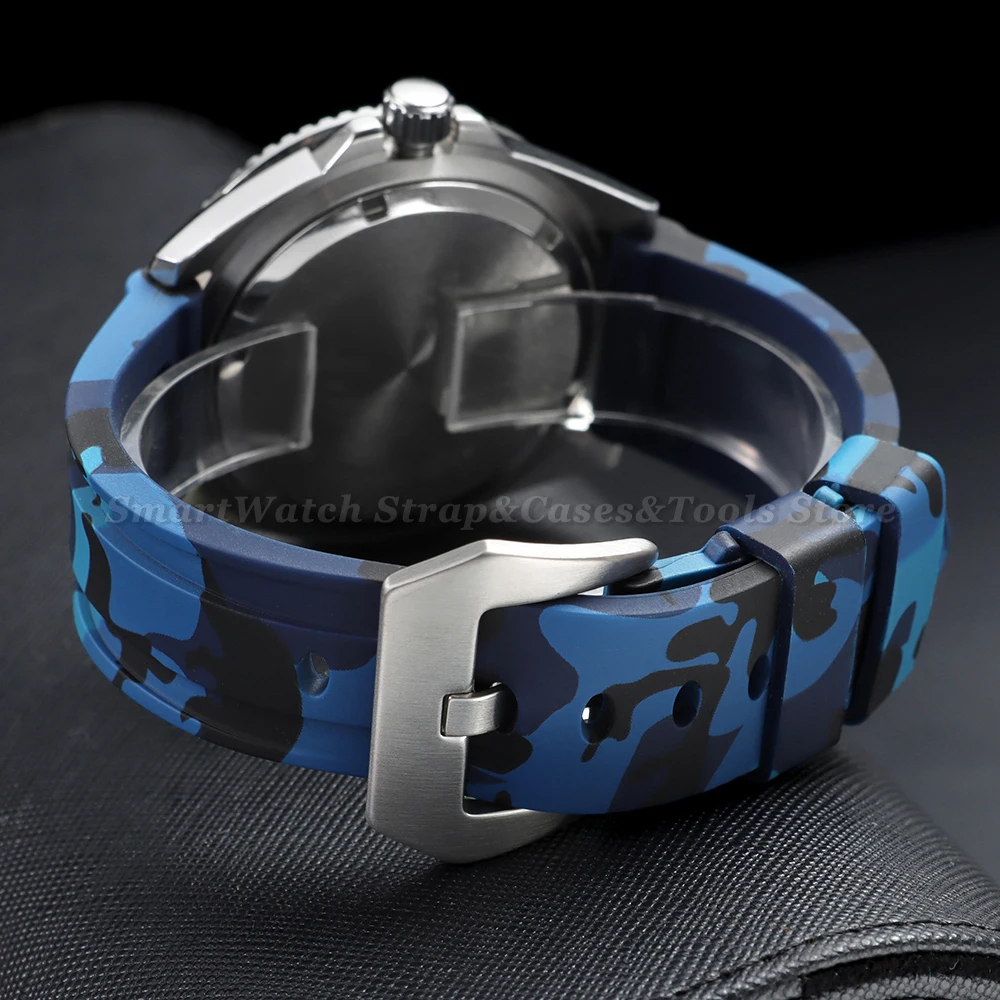 Stitching Sports Silicone Watchbands - Soft Comfortable Rubber Strap in Blue, Black, and Brown