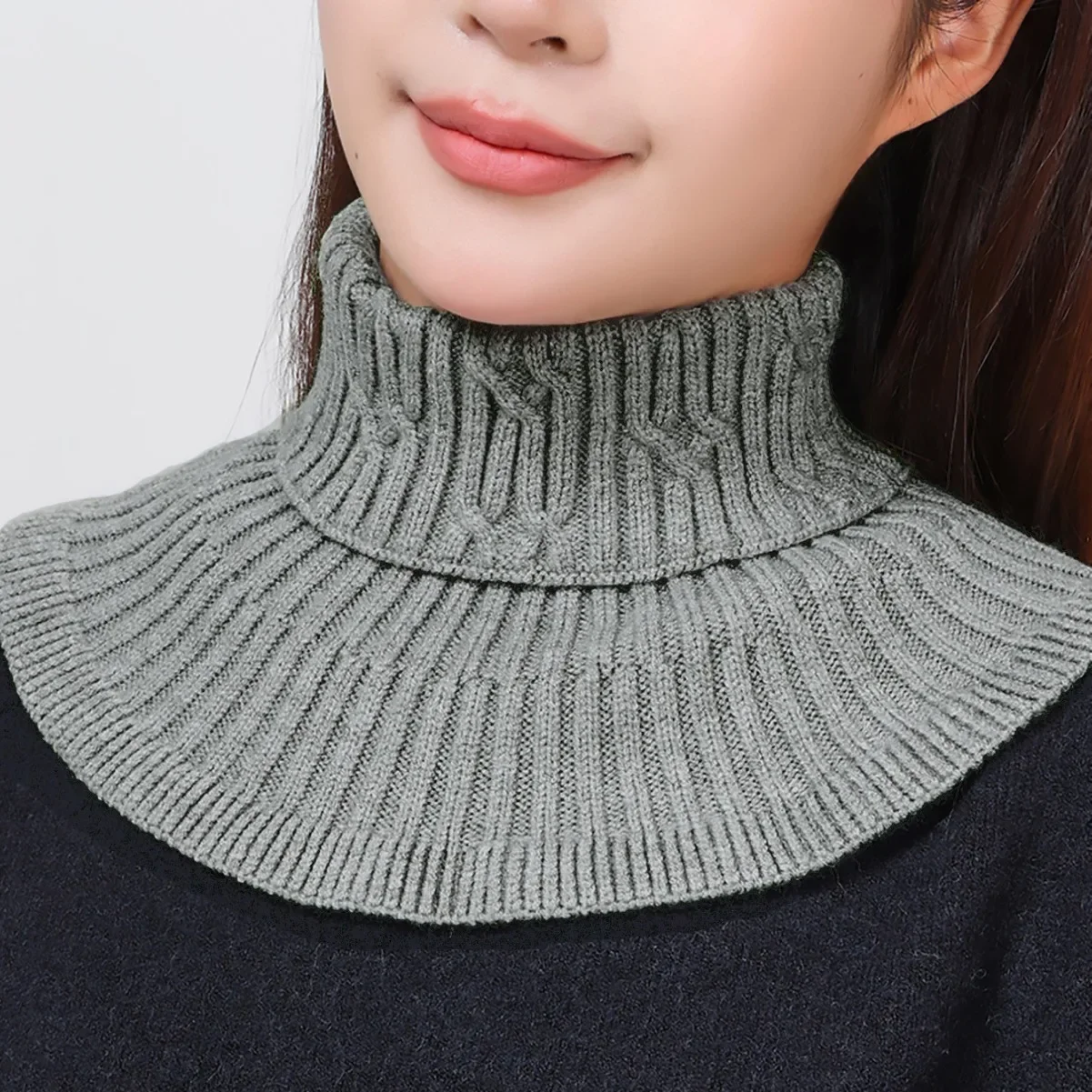 Cuellos Falsos Mujer HUIFACAI Bufanda De Cuello Falso De Punto De Invierno Para Mujer, Cuello Alto De Punto, Bufanda Desmontable Cálida A Prueba De Viento, Beige Cuello Bufanda Mujer Pelo