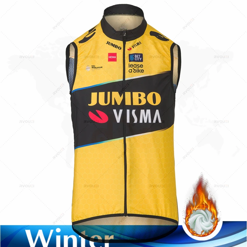New Jumbo Visma Winter Thermal Fleece Cycling Vest New Cycling Vest Men Bicycle Warm Vest Mtb Road Bike Tops Warm Cycling Jersey