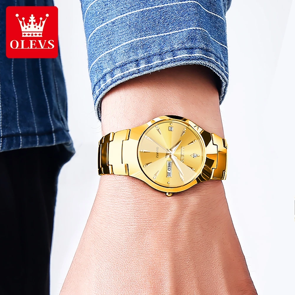 OLEVS Top High Quality Luxury Brand Women Mens Couple Watch Date Just Automatic Mechanical Waterproof Tungsten Steel AAA Gift