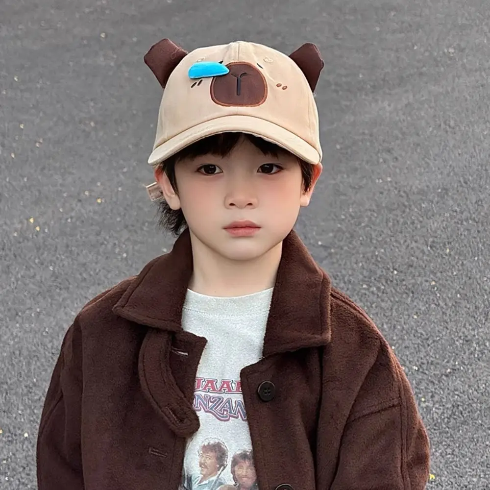 Korean Children’s Peaked Cap Snot Capybara Cotton Baseball Hat Cute Boys Girls Sunscreen Hat Outdoor