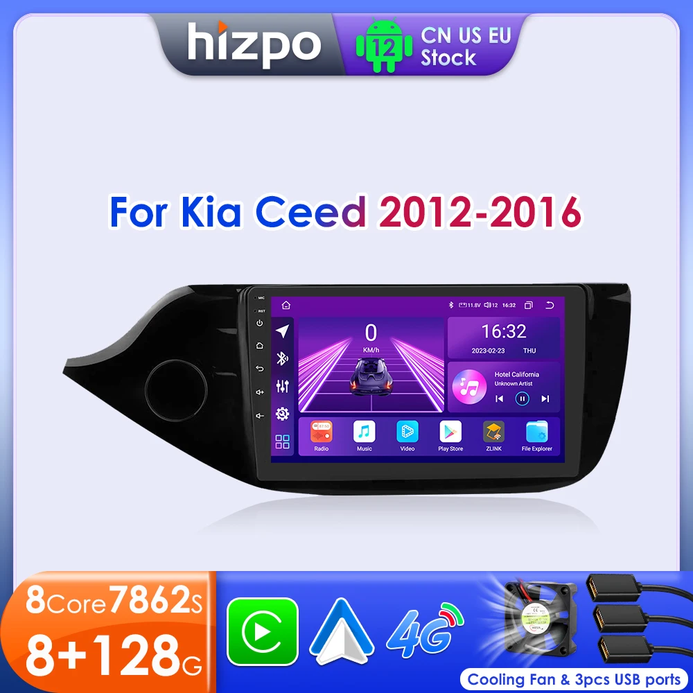 

Hizpo Car Radio For KIA Cee'd CEED JD 2012-2018 2 Din Android 12 Multimedia Video Player GPS Carplay Auto Stereo DSP Head Unit