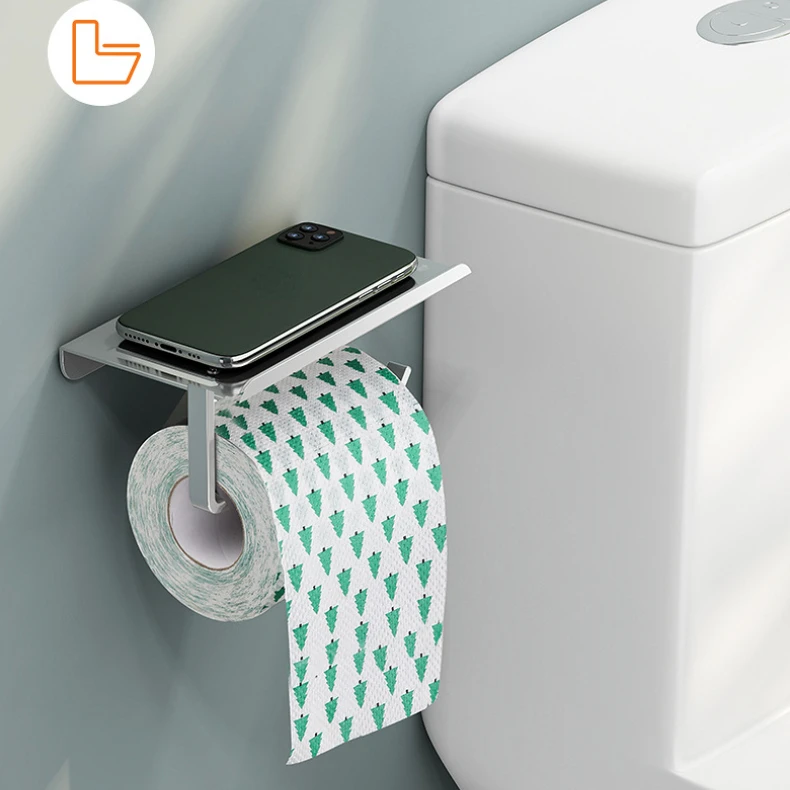 Stainless Steel Toilet Paper Holder Bathroom Wall Hanging Paper Phone Holder Shelf Storage Hook Tissue Toilet Roll