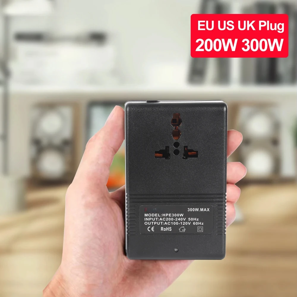 Voltage Converter EU/US/UK Plug Inverter 200W 300W 220V To 110V Step Down 110V To 220V Travel Adapter