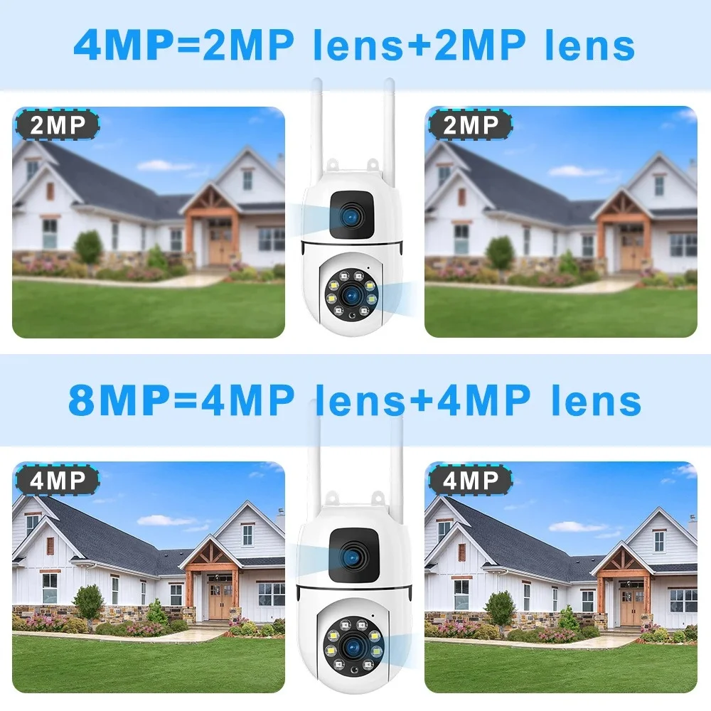 8MP WiFi Security Camera Dual Lens Wireless Outdoor Cam with Two-Way Audio AI Human Tracking Color Night Vision Baby Monitor 2
