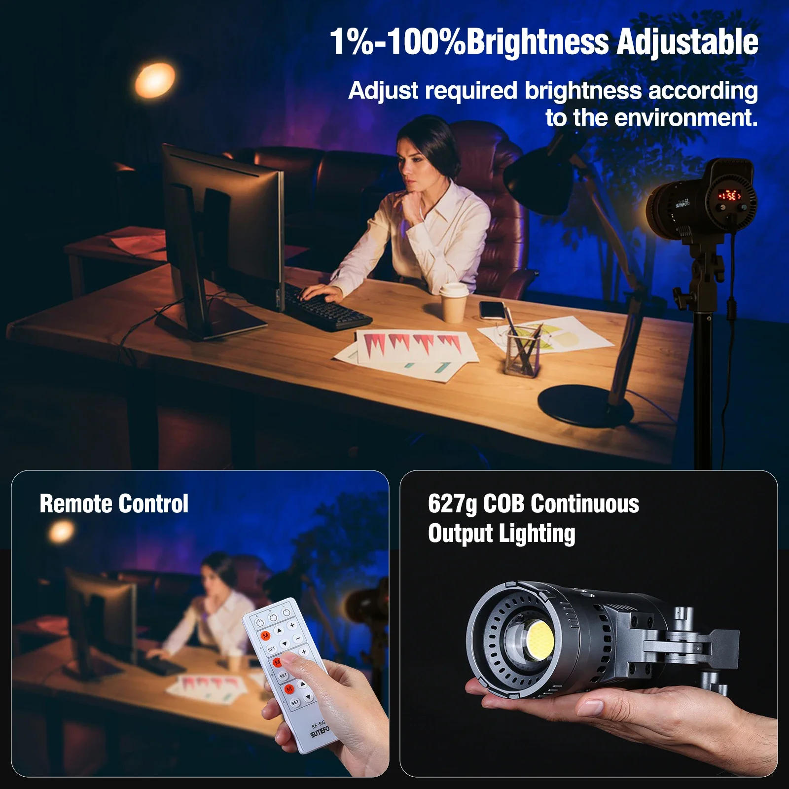 Sutefoto TJ-55 Video Light 55W Bi-color focus lamp 3200K-5600K