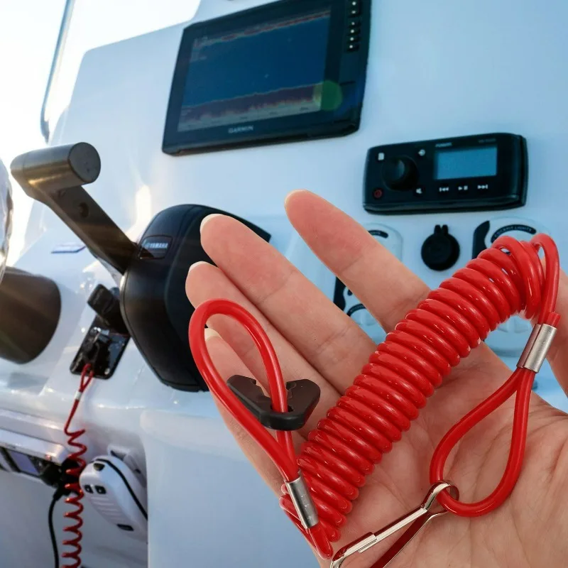 Boat Engine Kill Stop Switch Emergency Stop Switch Safety Lanyard Rope for Motorboat Outboard Motors Boat Safety Equipment