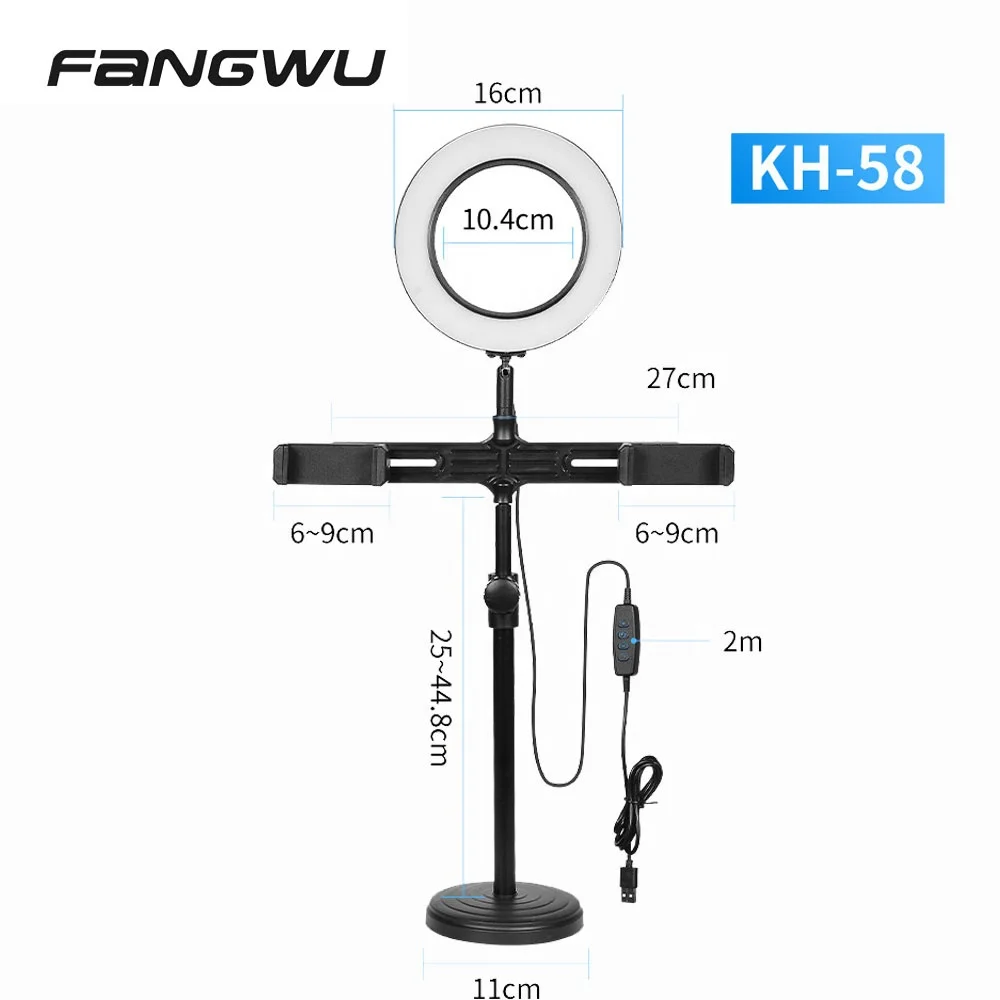 3개의 전화기 카메라 LED 사진 장비 라이브 스트리밍용 셀카 링 라이트