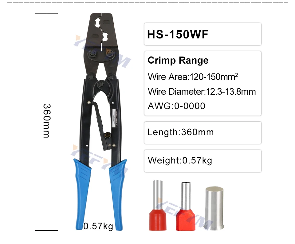 Große Rohr VE TE Terminal Crimpen Werkzeug Zangen Max(150mm ²) klemme Crimper Crimp Ferrule Anschluss Kabel Ende Ärmeln HS-50WF – Detail 5