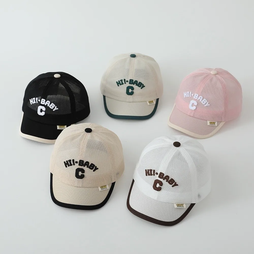 Ins Korean Baby Baseball Cap Summer Letter C Children Peaked Hat Embroidered Mesh Sports Visot Cap Outdoor