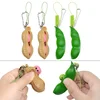 2pcs Squeeze Beans Keychain ADHD Soybean Fidget Toys Squishy Pea Pod Stress Toy Peanuts Keychain Gift for Kids Children Adult 1