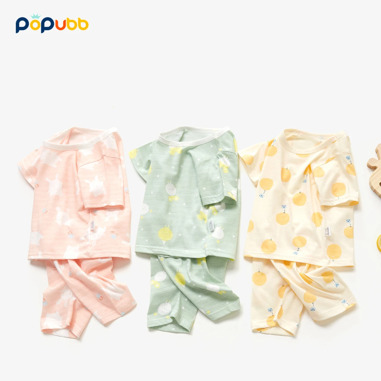 Children Pajamas Baby Boys Girls Cartoon Printed Sleep Set Summer Short Sleeve Cotton Pullover Sleepwear Toddler Nightwear