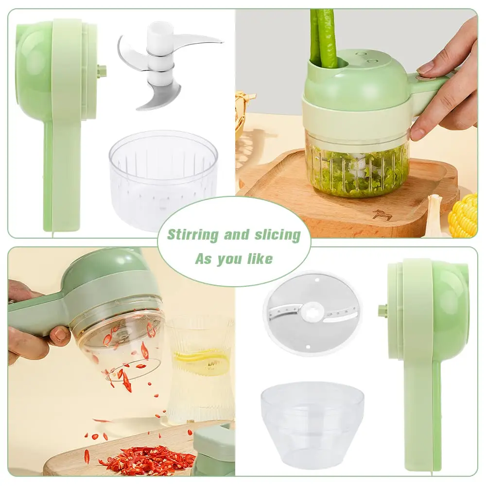 Retrok Electric Vegetable Cutter Set Handheld Garlic Chopper Onion Slicer -  Mini Wireless Portable Type-C Rechargeable Food Mincer Meat Grinder Food