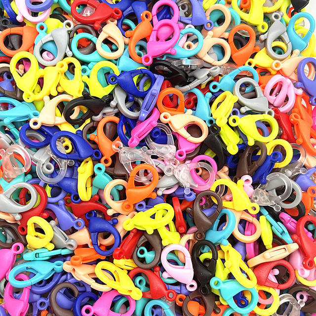 10pcs 25*15mm Candy Colors Plastic Lobster Clasps Hooks Key Chain Sweet Key Rings For Keychain Jewelry Making Accessories