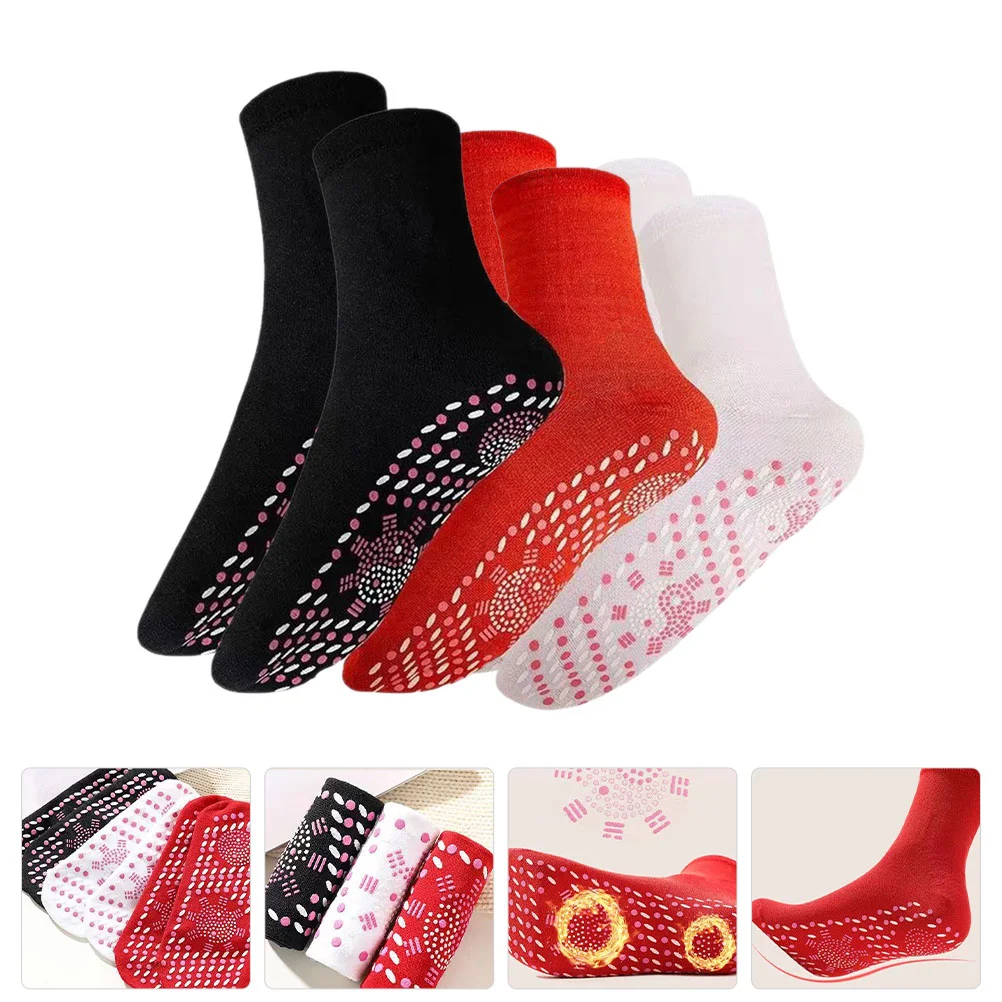 

3 Pairs of Convenient Self Heating Socks Winter Heated Socks Daily Use Women Socks