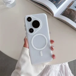 Corrugated Magnetic Phone Case with Magsafe Charging and Anti-Drop Protection for pura 70pro (Transparent white)