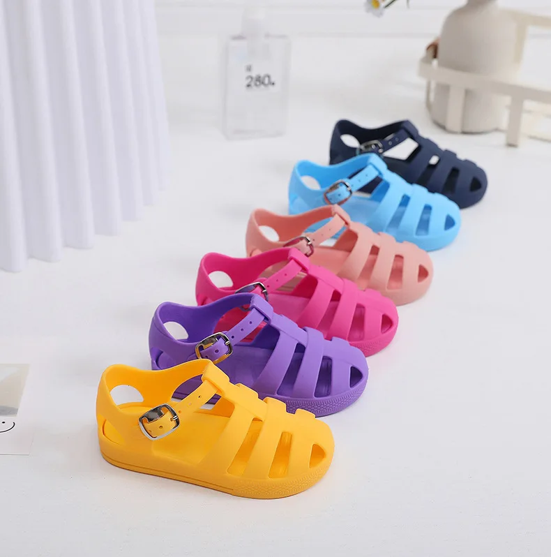 Cute Flat Girls Princess Jelly Shoes Summer New Korean Children's Super Soft School Hollow Sandy Beach Sandal 2-6 Years Old 5