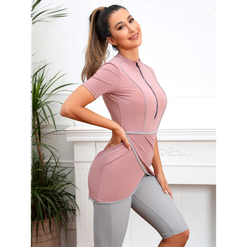 

Muslim Burkini Swimming Suit Women Modest Swimwear Long Sleeve Plus Size Swimsuit Cover Ups Bat Shirt Hijab