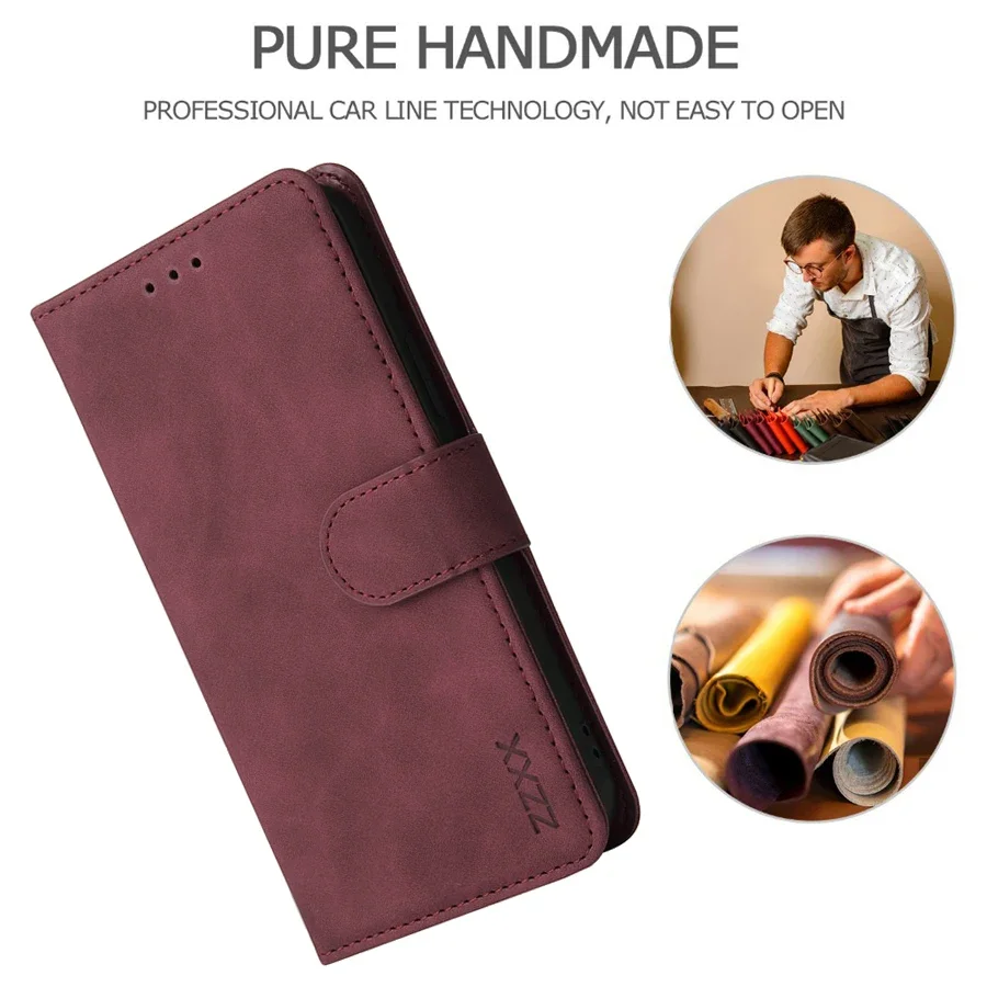 Magnetic Flip Leather Wallet Case with Card Slot, Lanyard, and Photo Frame