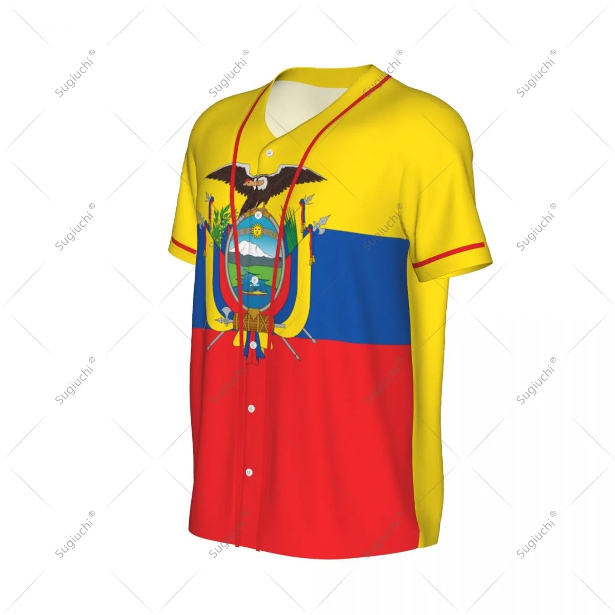 3D Printed Ecuador Flag Men Baseball Jerseys Mesh Sports T-shirt Tees Name Nunber