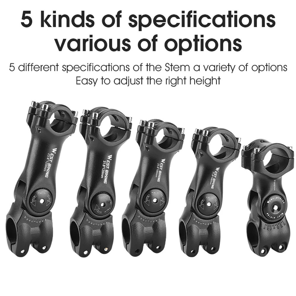 WEST BIKING 조정 가능한 자전거 핸들 바 스템, 가변 60 도 각도 자전거 핸들 바 라이저, 도로 자전거 프론트 포크 스템 어댑터 