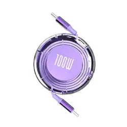 Ultra - Durable 100W USB - C to USB - C Retractable Cable - High - Speed PD Fast Charging Data Wire (Purple)