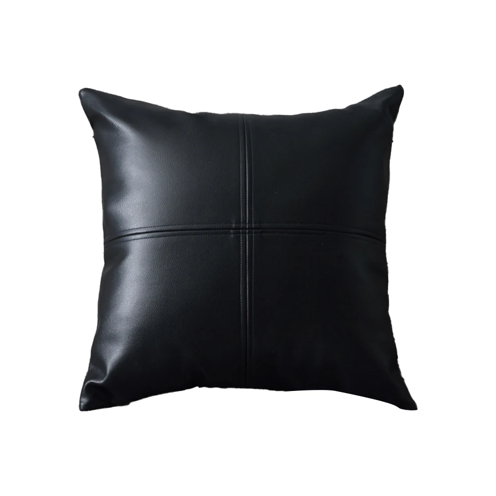 Leather Texture Pu Leather Fabric Simple Cushion Cover Stylish Classic Sofa Back Body Pillow Car Interior Decoration Wedding 6