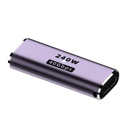 8K 60Hz High-Speed USB-C Charger Connector Adapter, 240W Power Delivery, U-Shape Straight Angle Design (Female Female)