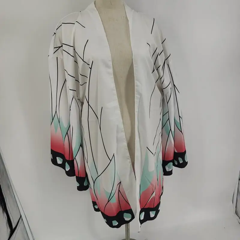 Model wearing butterfly-themed anime cloak