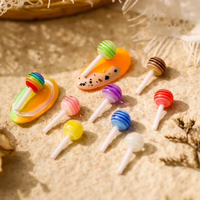 

50Pcs Colorful Resin 3D Lollipop Nail Art Ornaments Personality Accessories Phone Shell Handmade Shop Pendant DIY Craft Material