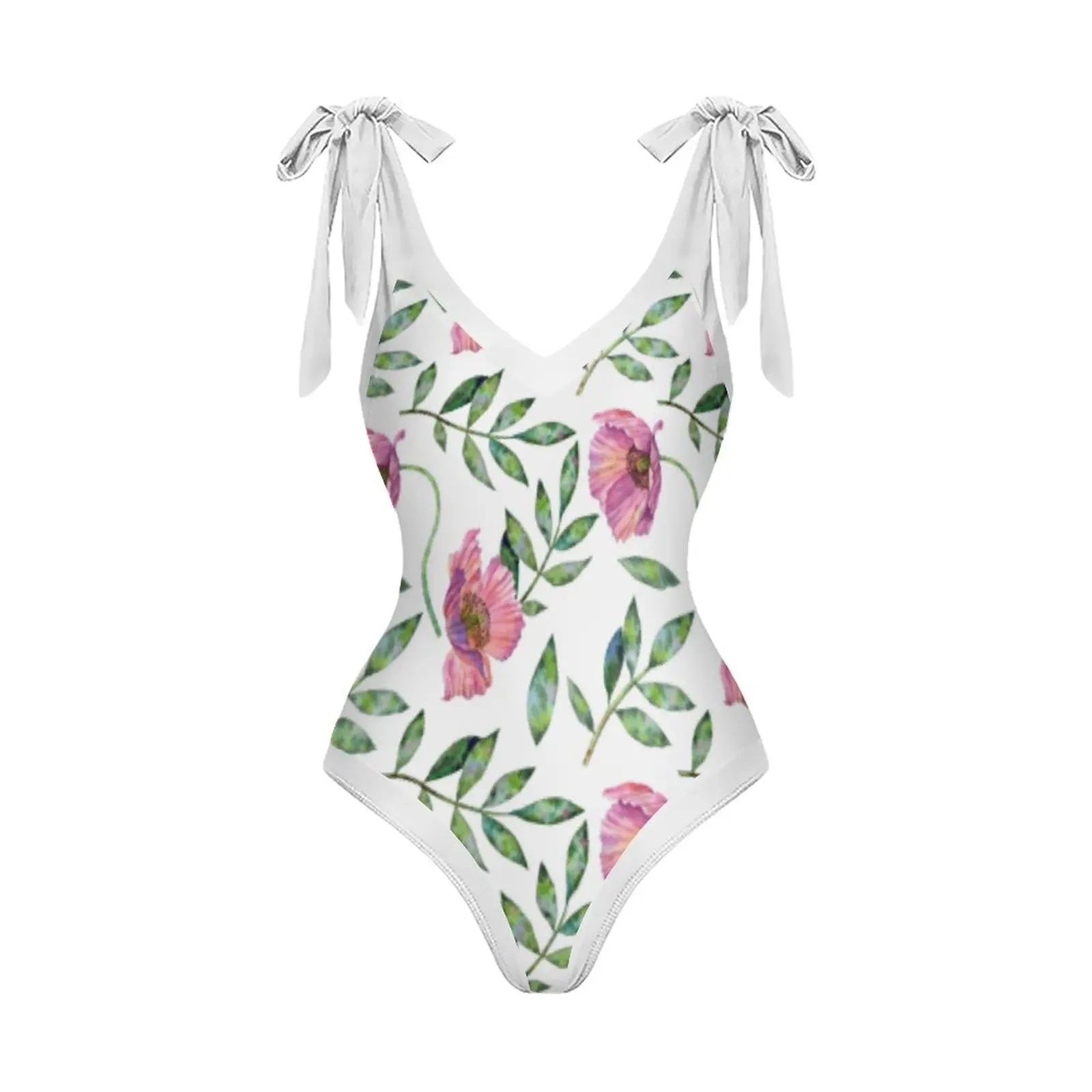 V-Neck Printed Beach Outfits for Women Swimwear 1 Pcs Swimsuit Adjustable Shoulder Straps Sexy Beachwear Summer Fashion New 2023