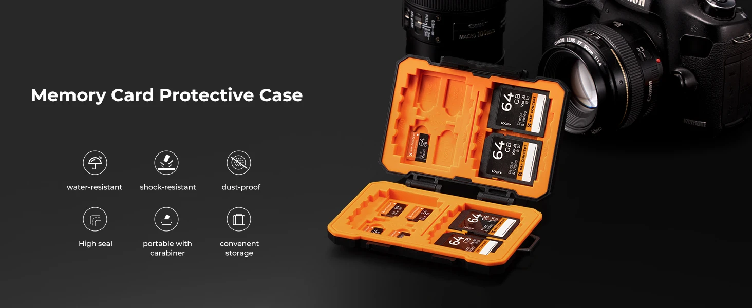 K&F CONCEPT Speicherkarten-Etui mit 29 Fächern Stoßfeste Tragetasche für SD-Karten CF-Karten XQDs Nano SIM Micro SIM Karte TF-Karte – Detail 1