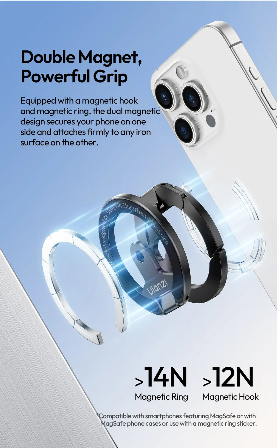 Magnetic Phone Stand Phone Mount Handle for iPhone 16 15 Magnetic Hook Ring with