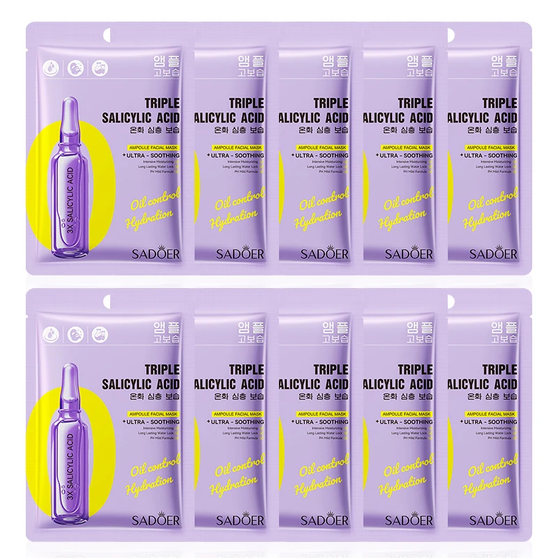 5/10pcs SADOER Salicylic Acid Face Mask  Firming Moisturizing Hydrating Facial Masks Korean Cosmetics Skin Care