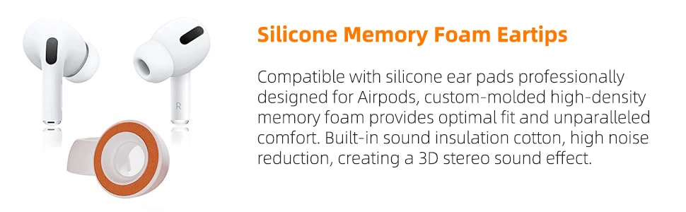 KUTOU Memory Foam Eartips for Airpods Pro 1st 2nd Gen Wireless Bluetooth Earphones Silicone Ear Tips Pads Covers Caps Earpads