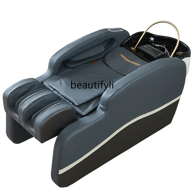 electric lifting head therapy shampoo chair water circulation fumigation foot massage foot bath integrated Electric Intelligent Massage Shampoo Bed Beauty Salon Barber Shop Hair Salon Fumigation Head Treatment Water Circulation Bed
