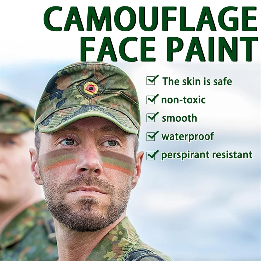 Camo Face Paint 3 Color Camouflage Hunting Face Painting Black Green Brown Hunting Makeup Stick for Themed Party CS Wargame 6Pcs