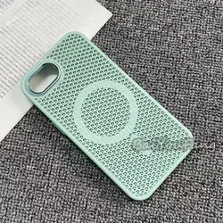 New Heat Dissipation Honeycomb Hollow Breathable PC Phone Case with Wireless Charging Compatibility for iPhone 17 e (Light green)
