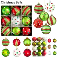 9/12PCS 6cm Painted Christmas Ball Sequin Shatterproof Xmas Ornaments Home Party Decorations Christmas Tree Hanging Ornament Set 1