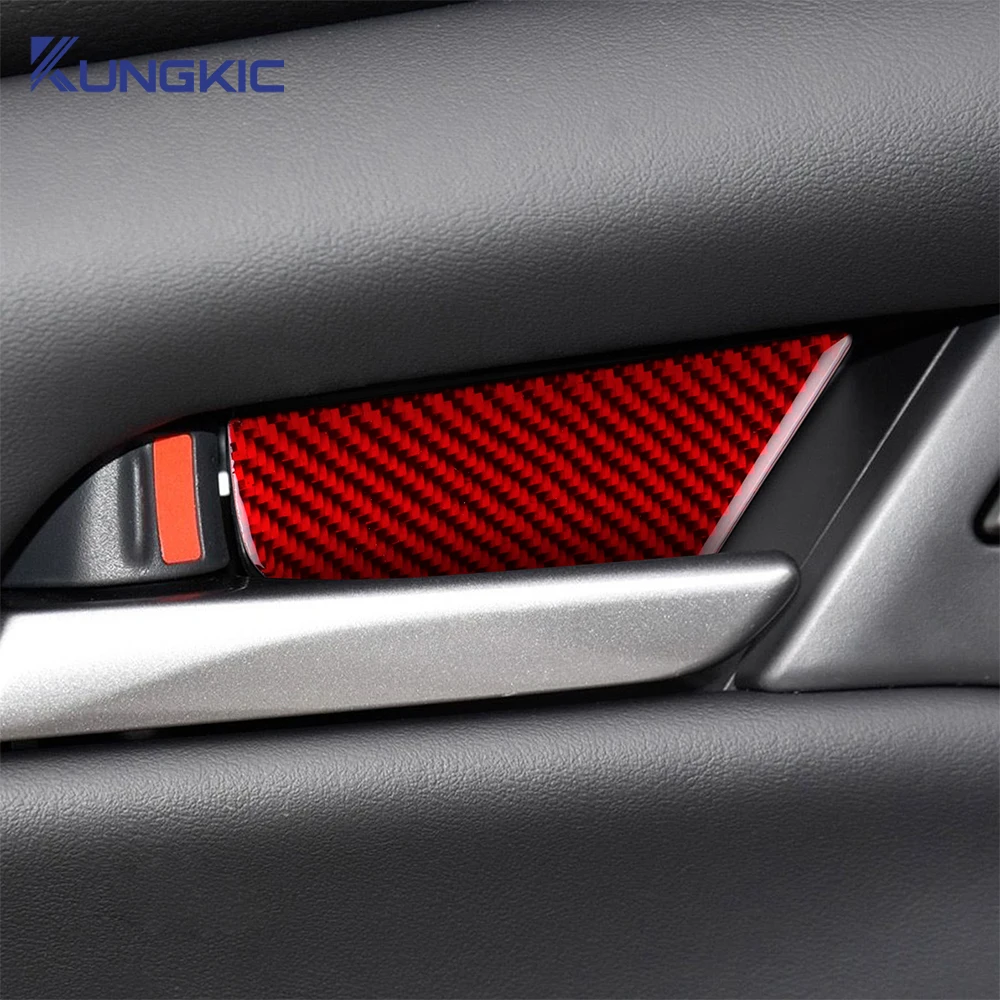 GRZPCJZM Adesivi In Vera Fibra Di Carbonio Per Pannello Cambio – Compatibili Con Mazda 3 Axela 2019-2025, Manuale/Automatico, Sinistro/Destro, Colore Nero O Rosso