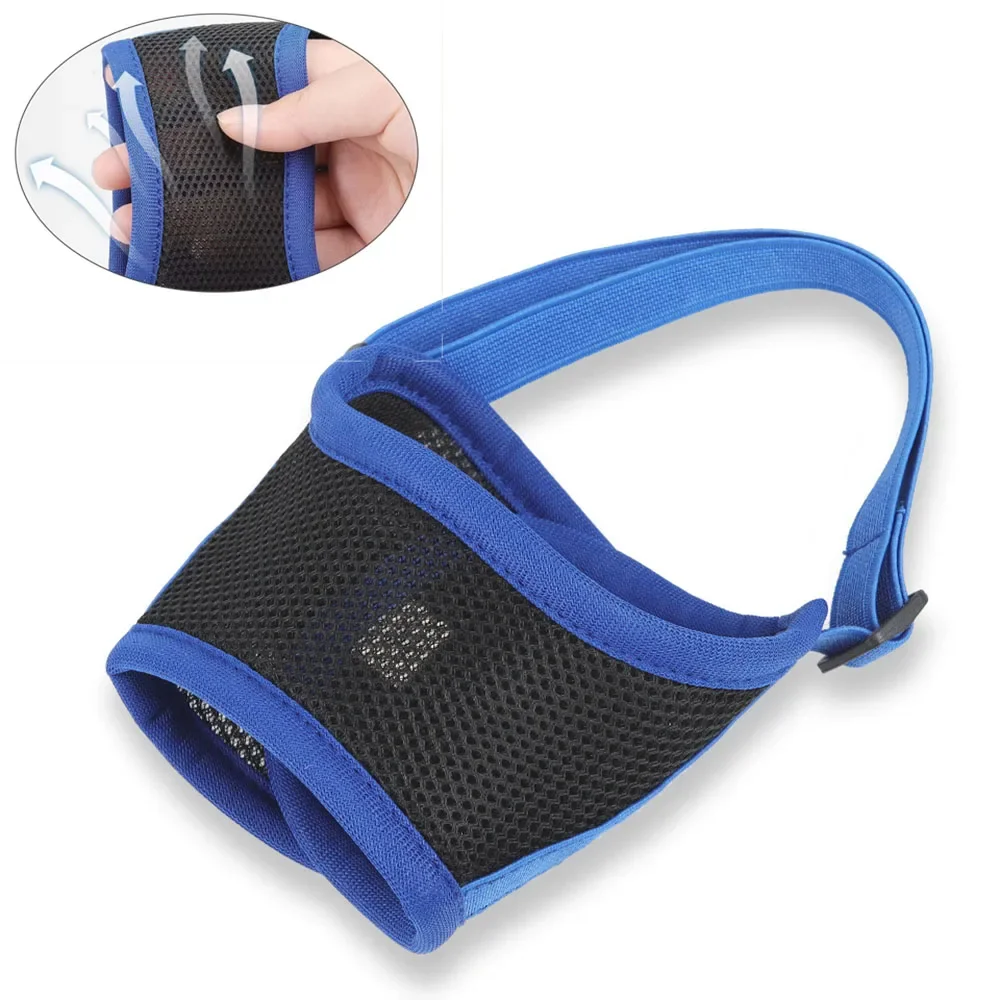 Adjustable Anti Bark Bite Mesh Muzzle For Dogs Pet Mouth Muzzle Stop Chewing For Puppies Nylon Belt Dog Accessories Pet Products dog muzzle
