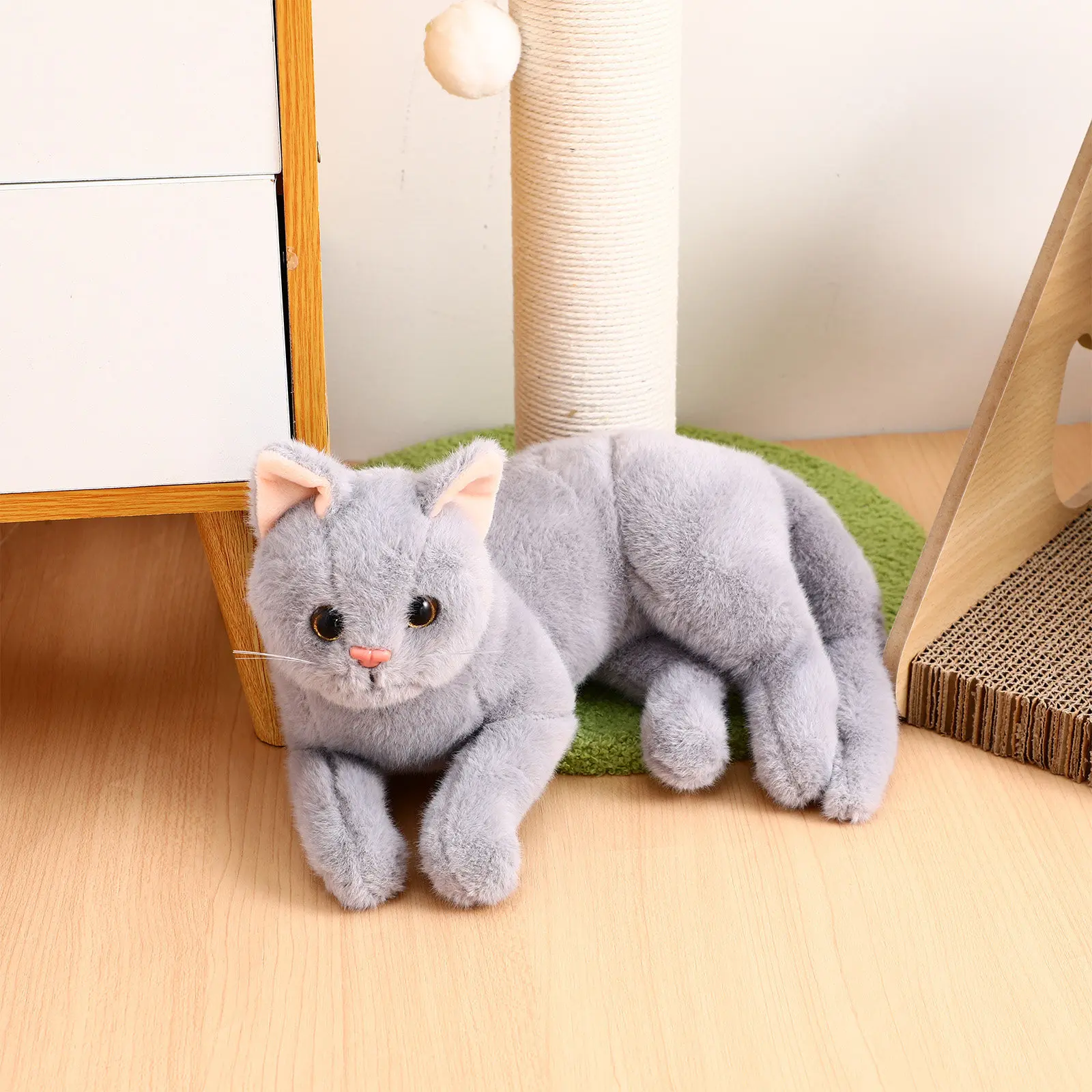 시뮬레이션 고양이 동물 인형 장난감 11.8x5.9x3.9 인치 사랑스러운 가정 어린이 방 장식 편안함