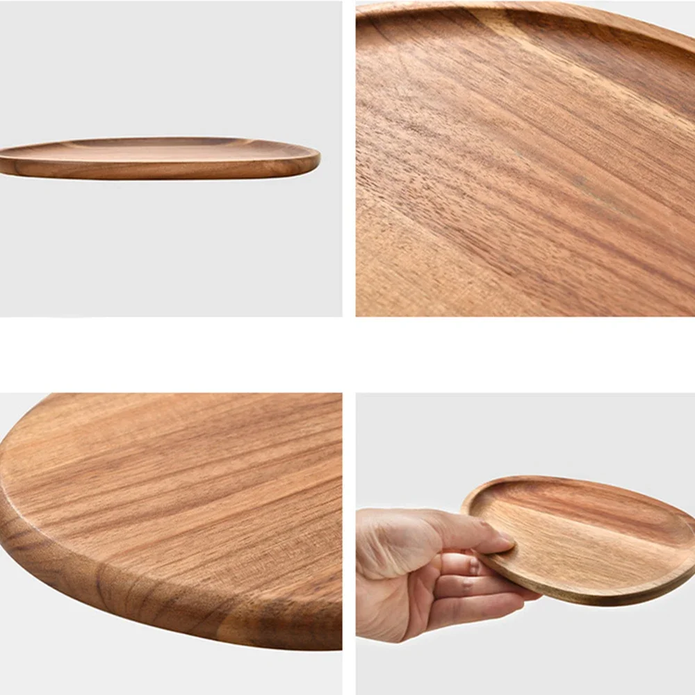 1Pc Oval Acacia Wood Food Serving Plate