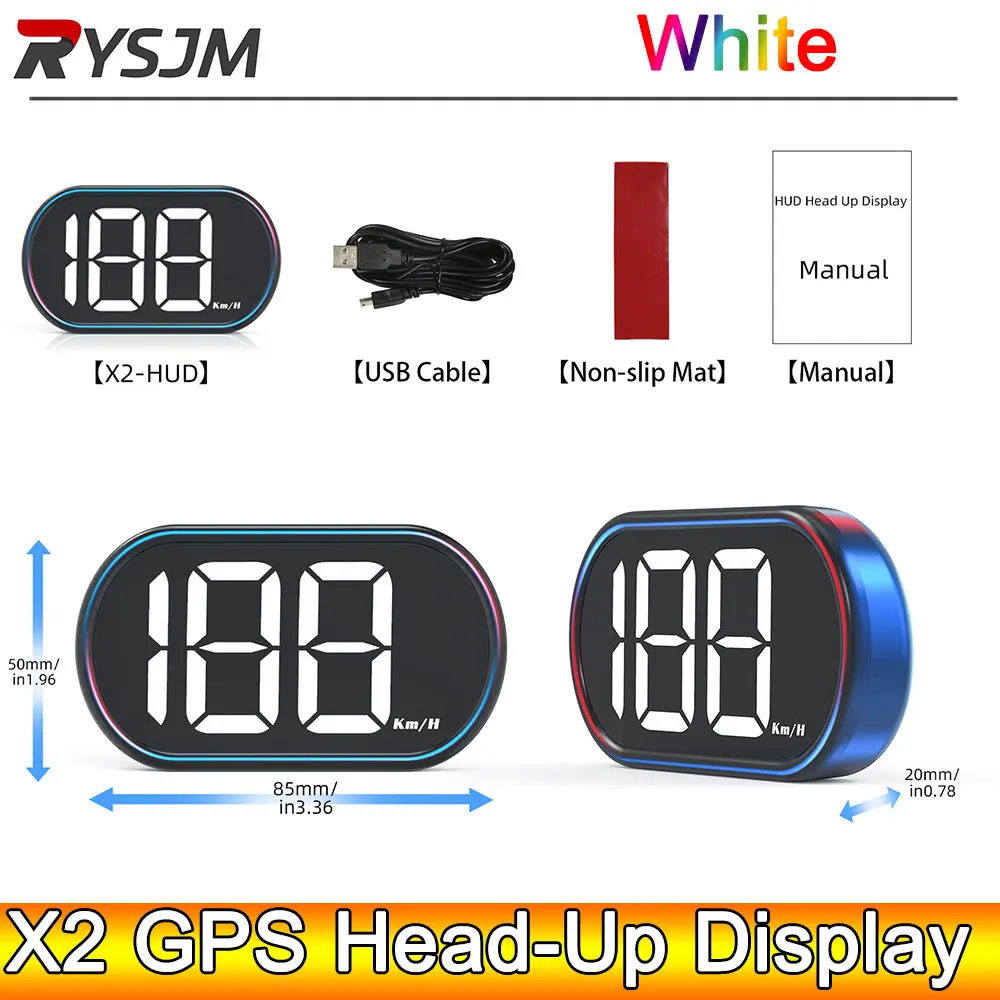 Geloo 85 mm GPS snelheidsmeter, 7 kleuren achtergrondverlichting 60 km